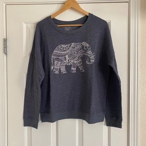Zoe + Liv Muted Blue Elephant Crew Sweatshirt